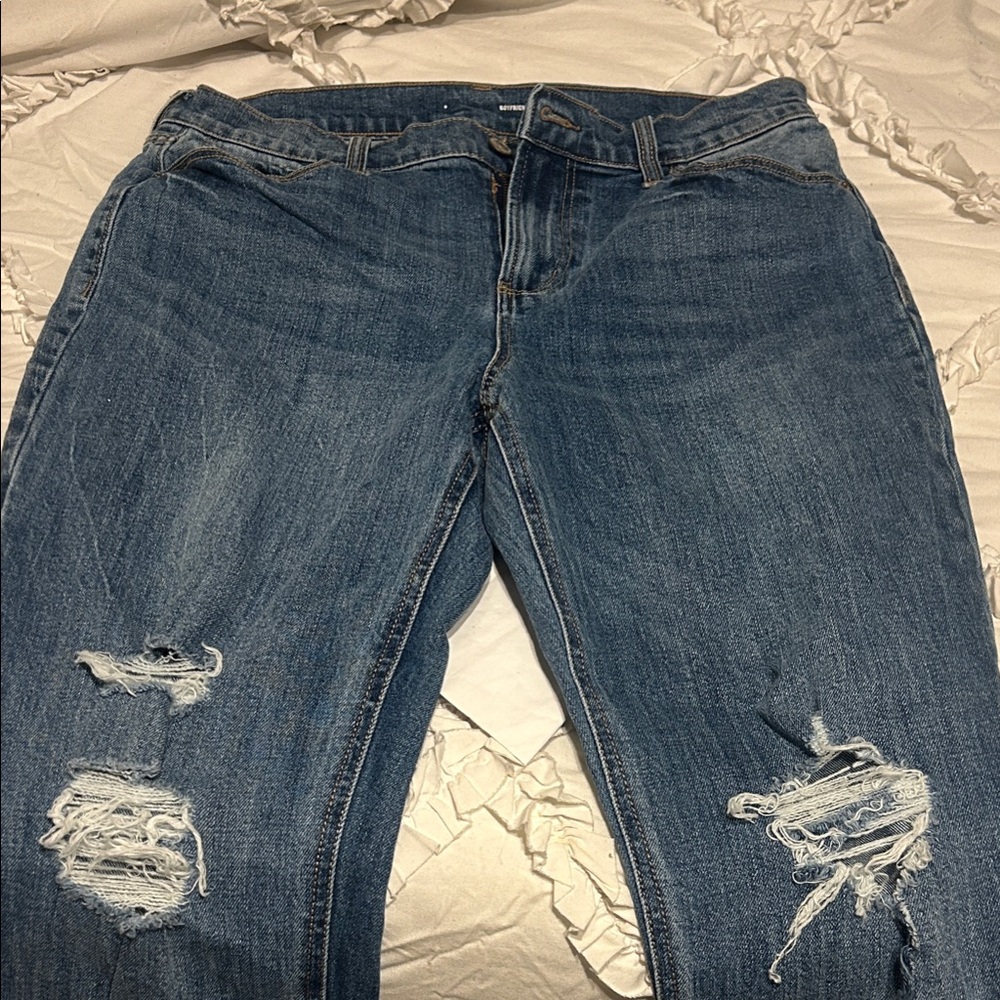Old Navy Blue Distressed Boyfriend Jeans